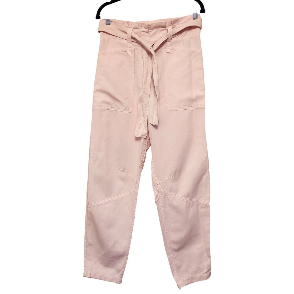 ALC Light Pink Coburn Waist Tie Tapered Pants Size 4 Cotton Linen Blend